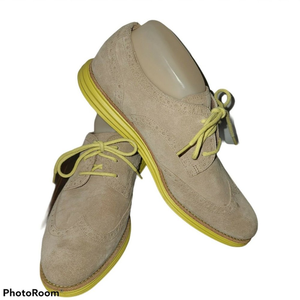 Cole Haan Lunargrand Beige & Yellow Suede Oxfords